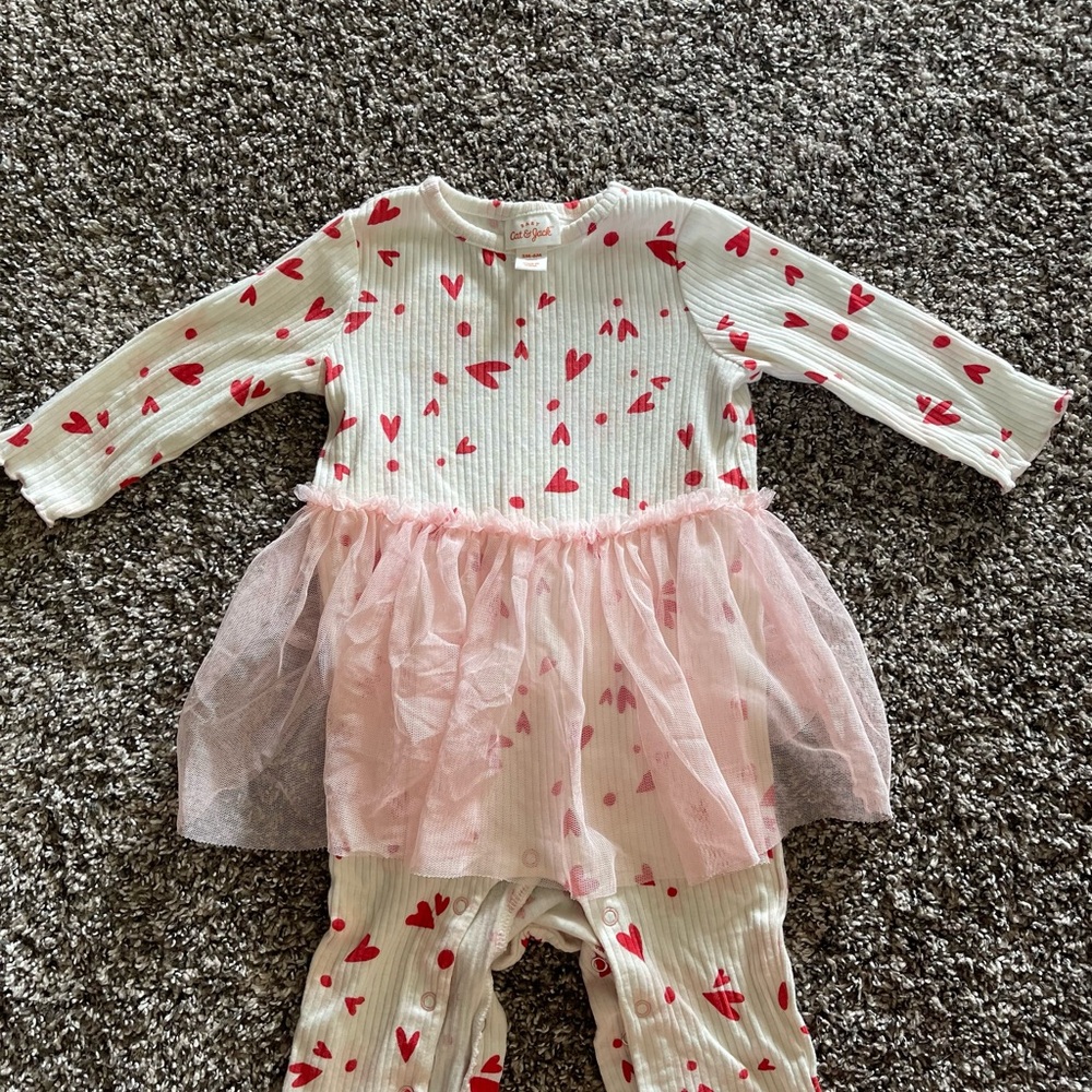 Cat & Jack 3-6 months ribbed cotton Romper with Attached Skirt Tutu